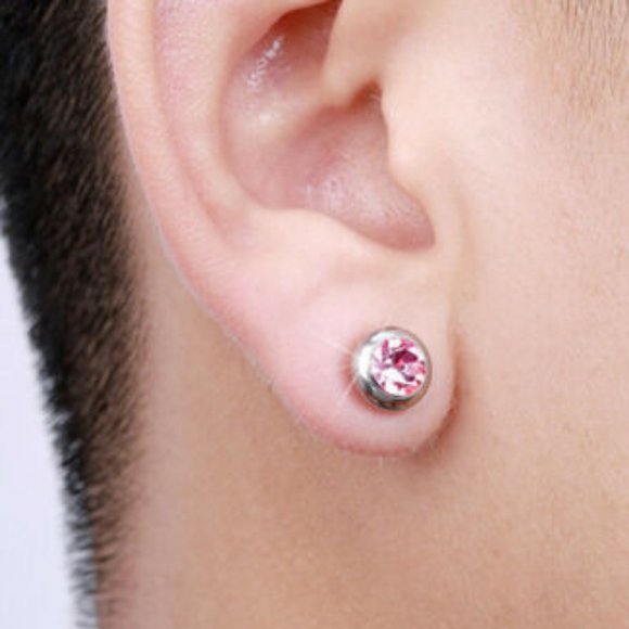 Stainless Steel CZ Stud Earrings for Men & Woman - Picture 6 of 8